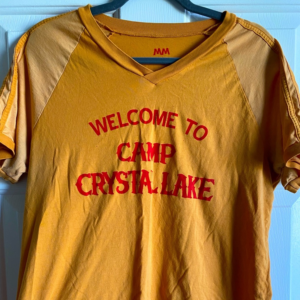 Local Boogeyman Welcome to Camp Crystal Lake Gold unisex tee Sz M